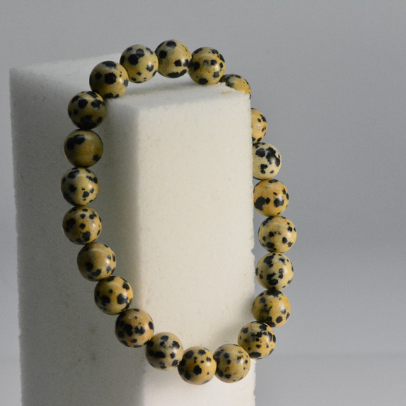 Dalmatian Jasper Bracelet - Stretch Bracelet - Picture 1 of 4
